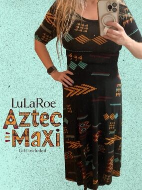 LuLaRoe XS Black Aztec Print Maxi Dress